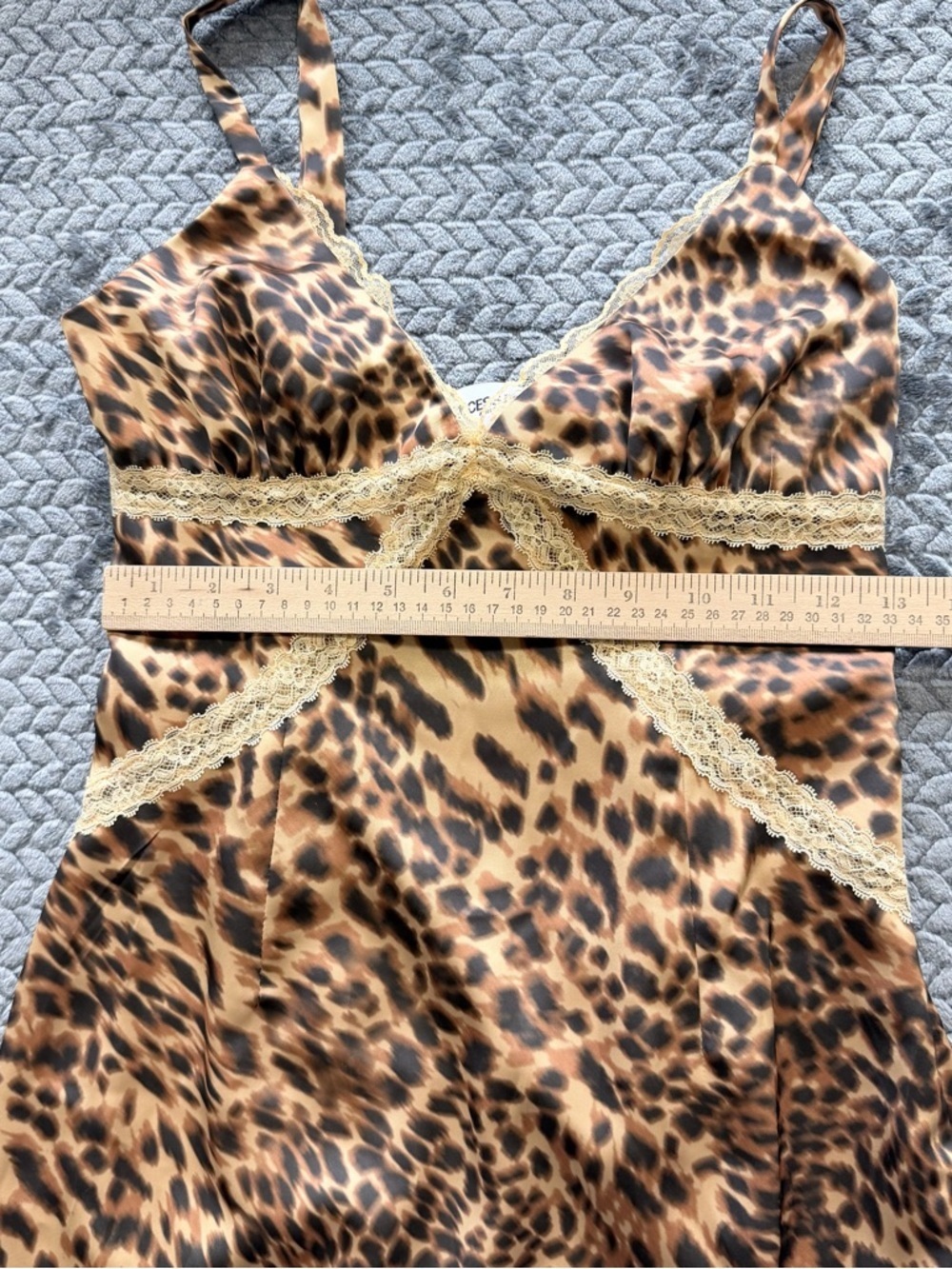 NWT Princess Polly Leopard Print Satin Midi Dress with Lace Detail Size 4 - Picture 14 of 16